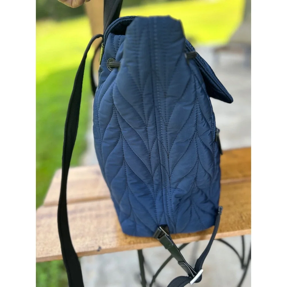 Kate Spade Ellie Flap Backpack Navy Quilted Lightweight Nylon Travel Laptop Bag